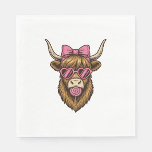 Schattige Hooglandkoe met Roze Hart Bril Vector_1 Servet