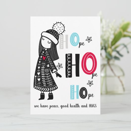 Schattige hoop op vrede knuffels Kerstmis 2020 Mod Kaart (Staand voorkant)