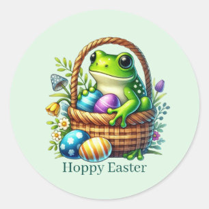 Schattige hoppende paashaas kikker ronde sticker