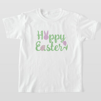 Schattige "Hoppy" Pasen met konijntje, ei en tulp T-shirt