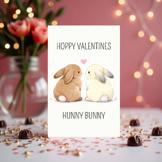 Schattige Hoppy Valentijnse Hunny Bunny Liefde Feestdagen Kaart