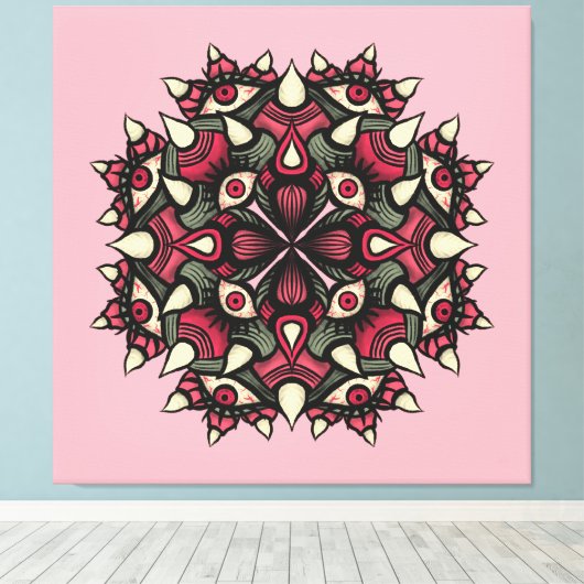 Schattige Horror Roze Demon Monster Canvas Afdruk (Insitu (Houten vloer))