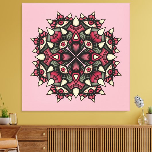 Schattige Horror Roze Demon Monster Canvas Afdruk (Insitu (Woonkamer))