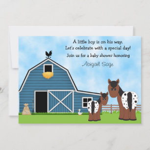 Schattige Horses and Barn Boys Baby shower Uitnodi Kaart