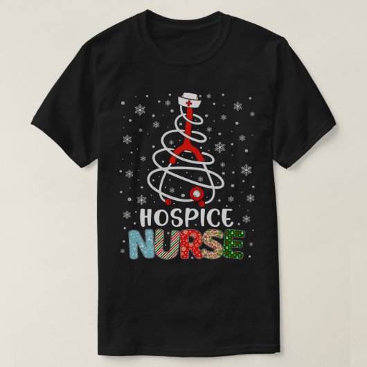 Schattige Hospice Verpleegster Kerstboom Vrolijk K T-shirt (Design voorkant)