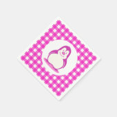 Schattige Hot Pink Gingham en glimlachende roze pi Servetten (Hoek)