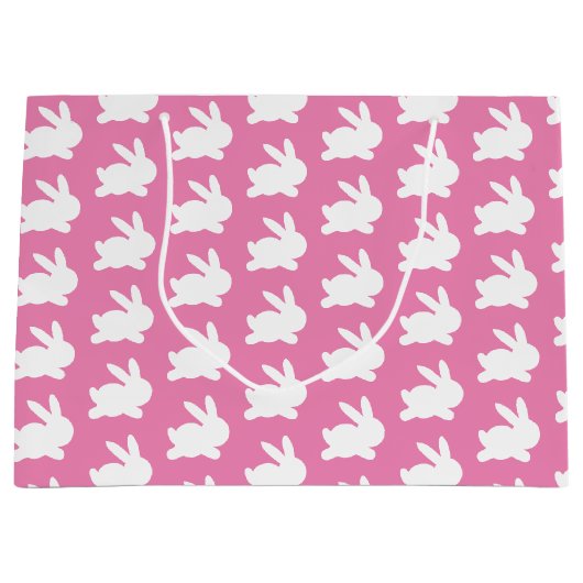 Schattige Hot Pink Rabbit Pattern Groot Cadeauzakje (Voorkant)