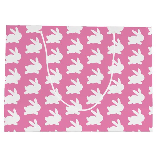 Schattige Hot Pink Rabbit Pattern Groot Cadeauzakje (Achterkant)