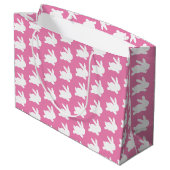 Schattige Hot Pink Rabbit Pattern Groot Cadeauzakje (Achterkant Gekanteld)