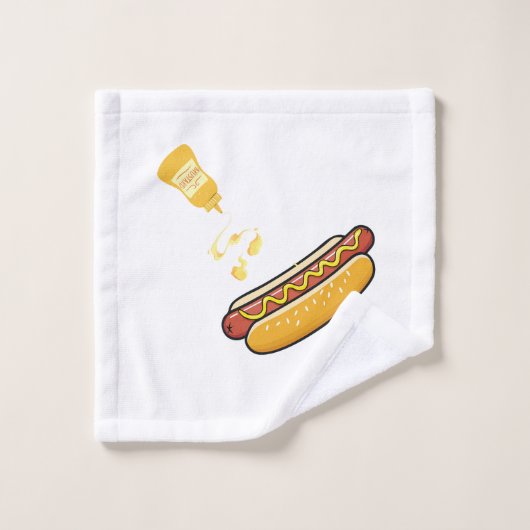 Schattige Hotdog & Mosterd Fles Washandje (Wasdoekje)