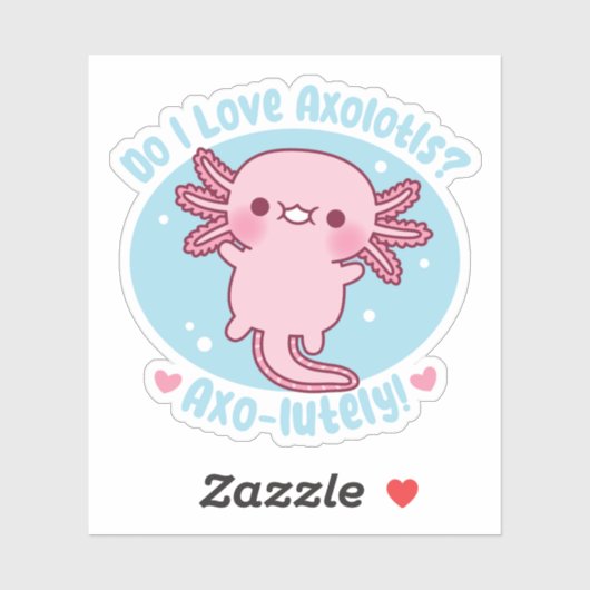 Schattige Hou Ik Van Axolotls Axo-Lutly Funny Pun Sticker (Vel)