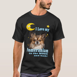 Schattige hou ik van mijn Pomeranian naar de Moon T-shirt