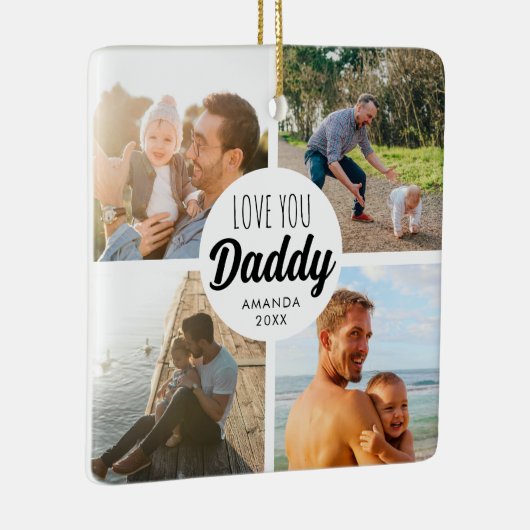 Schattige hou je 'papa' aangepaste fotocollage keramisch ornament (Rechts)