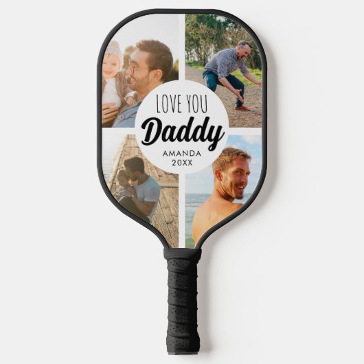 Schattige hou je 'papa' aangepaste fotocollage pickleball paddle (Voorkant)