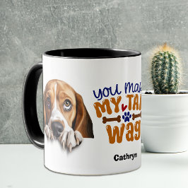 Schattige Hound Dog Je maakt mijn staart wag Mok
