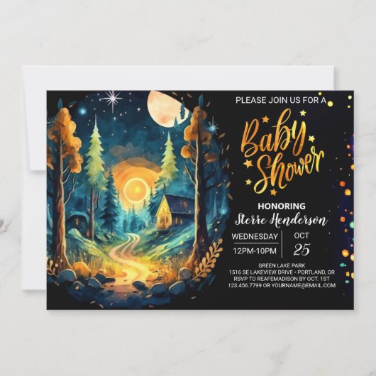 Schattige hout in het Bossen Baby shower Kaart (Voorkant)