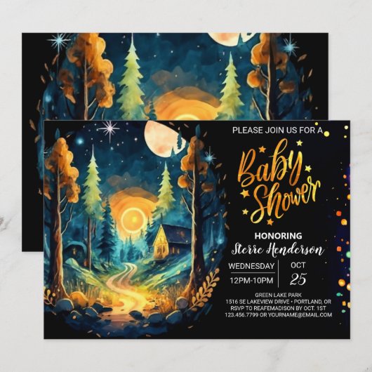 Schattige hout in het Bossen Baby shower Kaart (Voorkant / Achterkant)