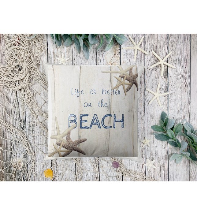 Schattige houtextuur, Starfish Kussen (Creator heeft geüpload)