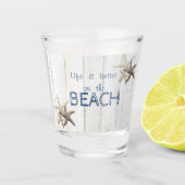 Schattige houtextuur, Starfish Shot Glas (Voorkant)