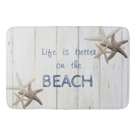 Schattige houtextuur, Starfish, strand Badmat