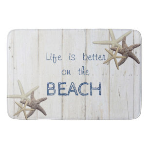 Schattige houtextuur, Starfish, strand Badmat