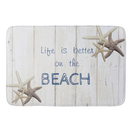 Schattige houtextuur, Starfish, strand Badmat (Voorkant)
