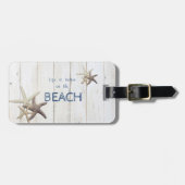 Schattige houtextuur, Starfish, strand Bagagelabel (Voorkant horizontaal)