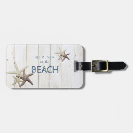 Schattige houtextuur, Starfish, strand Bagagelabel