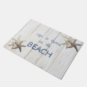 Schattige houtextuur, Starfish, strand Deurmat (Schuin)