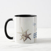 Schattige houtextuur, Starfish, strand Mok (Links)
