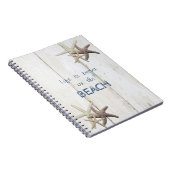 Schattige houtextuur, Starfish, strand Notitieboek (Rechterzijde)