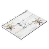 Schattige houtextuur, Starfish, strand Notitieboek (Linkerzijde)