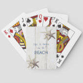 Schattige houtextuur, Starfish, strand Pokerkaarten (Achterkant)