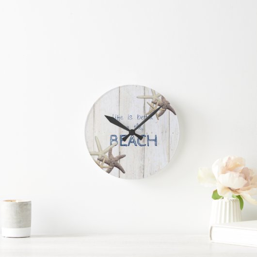 Schattige houtextuur, Starfish, strand Ronde Klok (Huis)