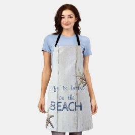 Schattige houtextuur, Starfish, strand Schort