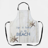 Schattige houtextuur, Starfish, strand Schort (Voorkant)