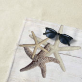 Schattige houtextuur, Starfish, strand Strandlaken (In situ)