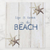 Schattige houtextuur, Starfish Wijn Etiket (Enkel label)