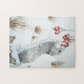 schattige houthaaien wintersneeuwscène in wild legpuzzel (Horizontaal)