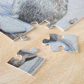 schattige houthaaien wintersneeuwscène in wild legpuzzel (Zijkant)