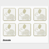 Schattige houtsnede konijntje vierkante sticker (Vel)