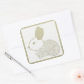Schattige houtsnede konijntje vierkante sticker (Envelop)
