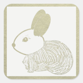 Schattige houtsnede konijntje vierkante sticker