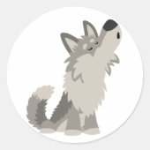 Schattige Howling Cartoon Wolf Sticker (Voorkant)