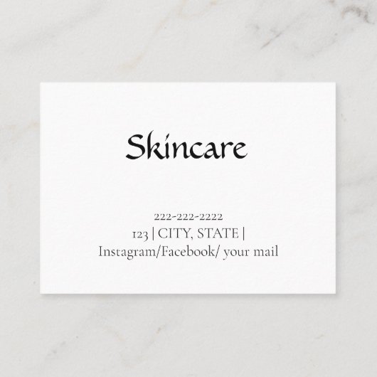 schattige huidverzorging visitekaartje (Achterkant)