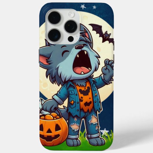 Schattige huilend weerwolfmonster met pompoen Case-Mate iPhone case (Achterkant)