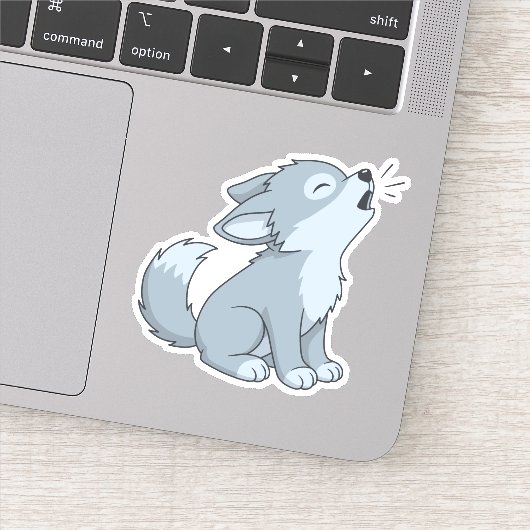 Schattige huilende wolf pup sticker (Detail)