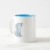 Schattige huilende wolf pup tweekleurige koffiemok (Voorkant links)