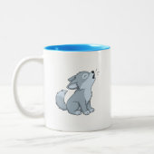 Schattige huilende wolf pup tweekleurige koffiemok (Links)