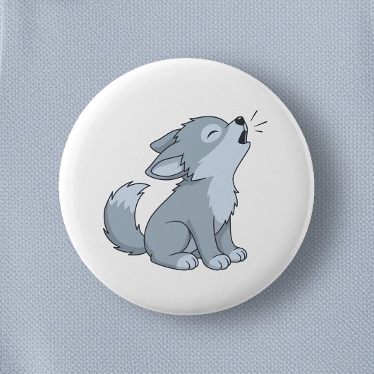 Schattige huilende wolfpup ronde button 5,7 cm